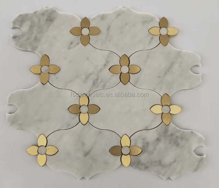 Gạch đá cẩm thạch hình lục giác hoa đen trắng hiện đại, tấm ốp tường khảm đá tự nhiên cho thiết kế sàn gỗ nhà bếp và phòng tắm - Daisan Store