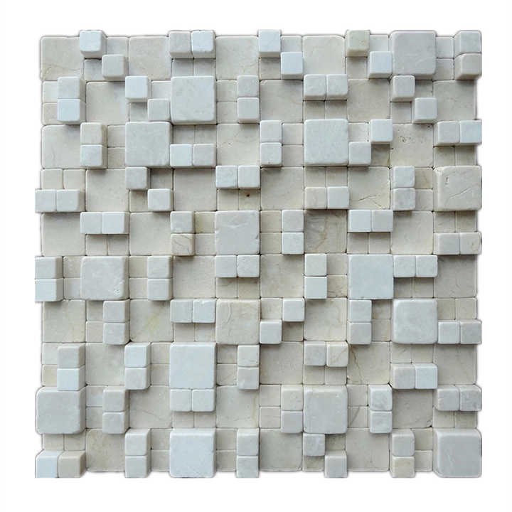 Gạch đá màu be Tây Ban Nha, gạch mosaic vuông trang trí phòng tắm, sàn mosaic đang bán, nền mosaic nội thất - Daisan Store