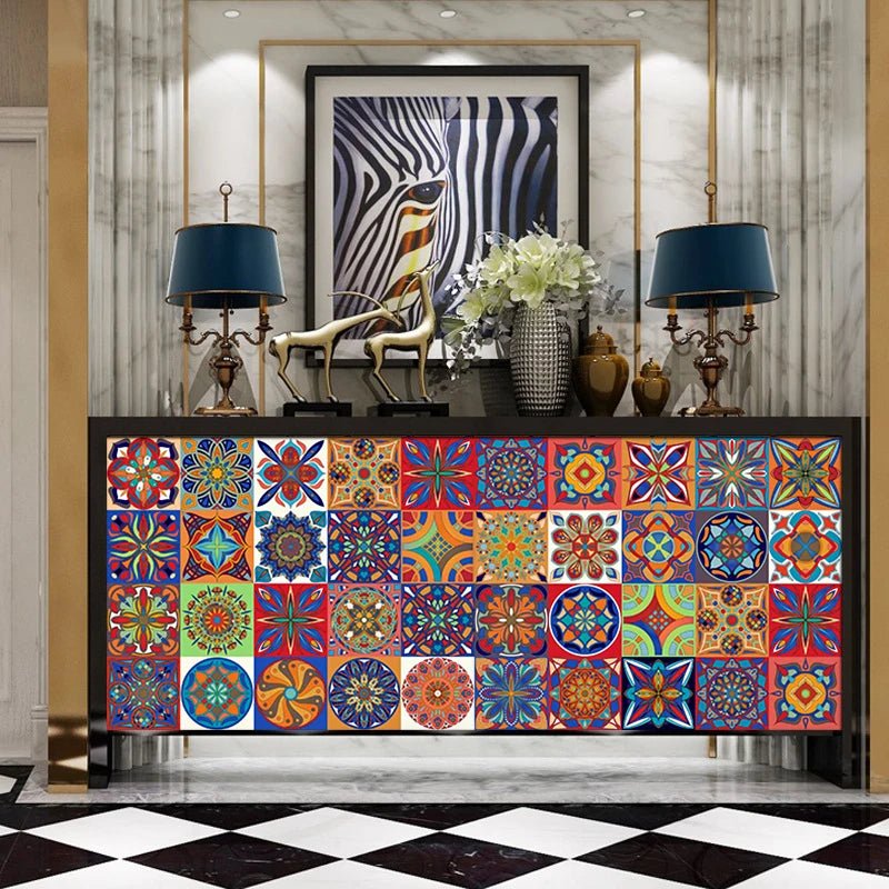 Gạch Dán Trang Trí Mandala Đa Màu Sọc Dán Tường Chống Thấm - Daisan Store