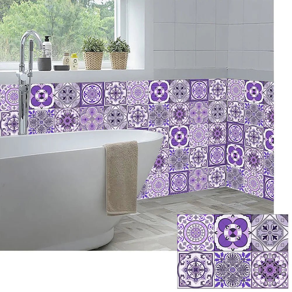 Gạch Dán Tường Sọc Tím Retro Dán Dính Nước Bếp Cầu Thang - Daisan Store
