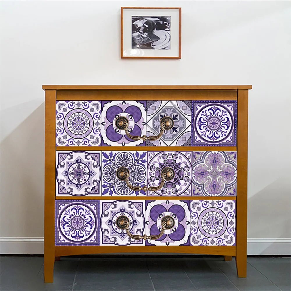 Gạch Dán Tường Sọc Tím Retro Dán Dính Nước Bếp Cầu Thang - Daisan Store