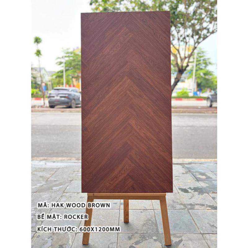 Gạch Giả Gỗ Ấn Độ DSH Men Matt Carving kt 600x1200mm Mã Hak Wood Brown