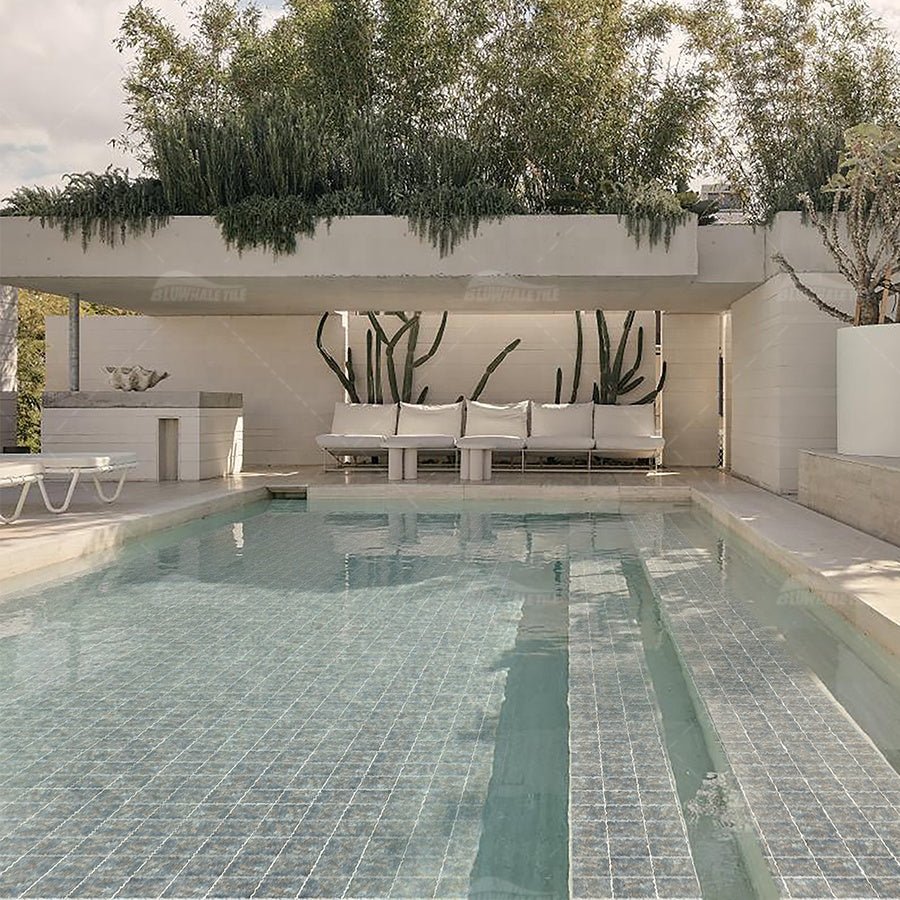 Gạch hồ bơi Bluwhale chống trơn in phun màu cổ điển mờ hình vuông lớn 6c6 - Daisan Store