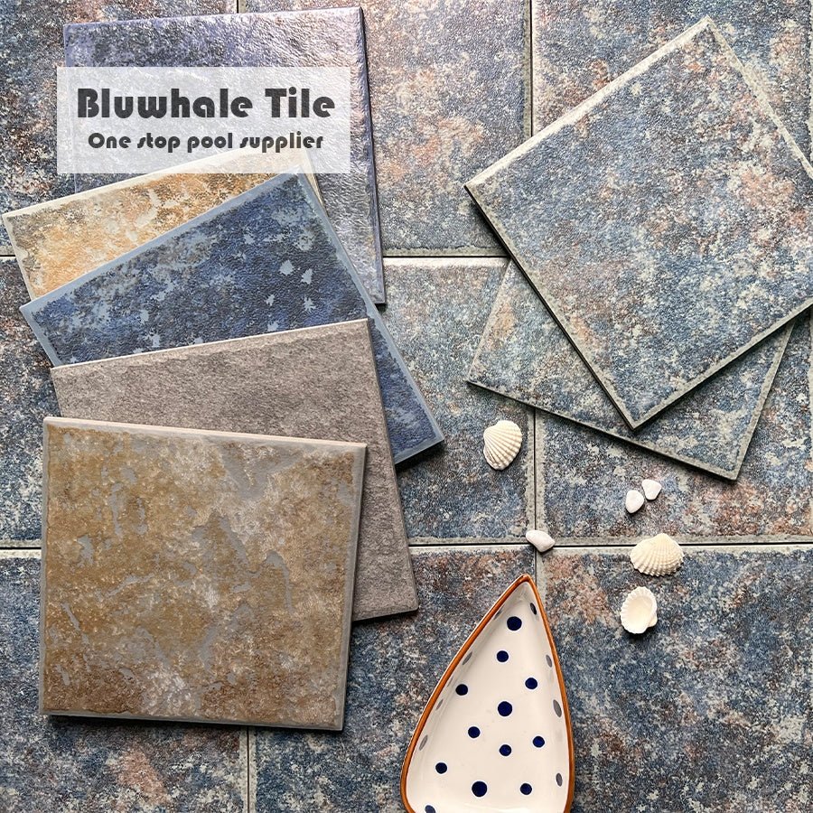 Gạch hồ bơi Bluwhale chống trơn in phun màu cổ điển mờ hình vuông lớn 6c6 - Daisan Store