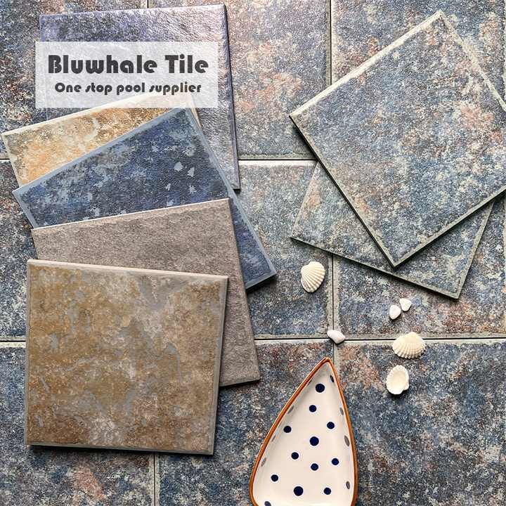 Gạch hồ bơi Bluwhale chống trơn in phun màu cổ điển mờ hình vuông lớn 6c6 - Daisan Store