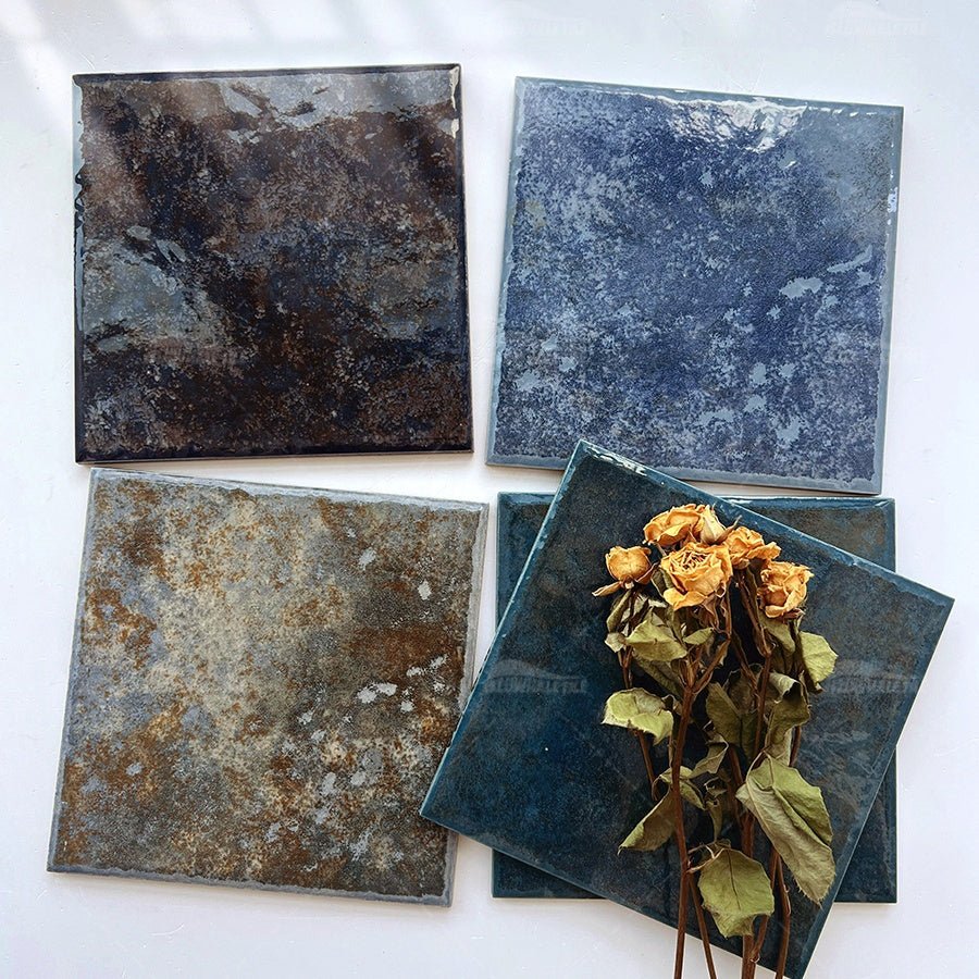 Gạch hồ bơi Bluwhale chống trơn in phun màu cổ điển mờ hình vuông lớn 6c6 - Daisan Store