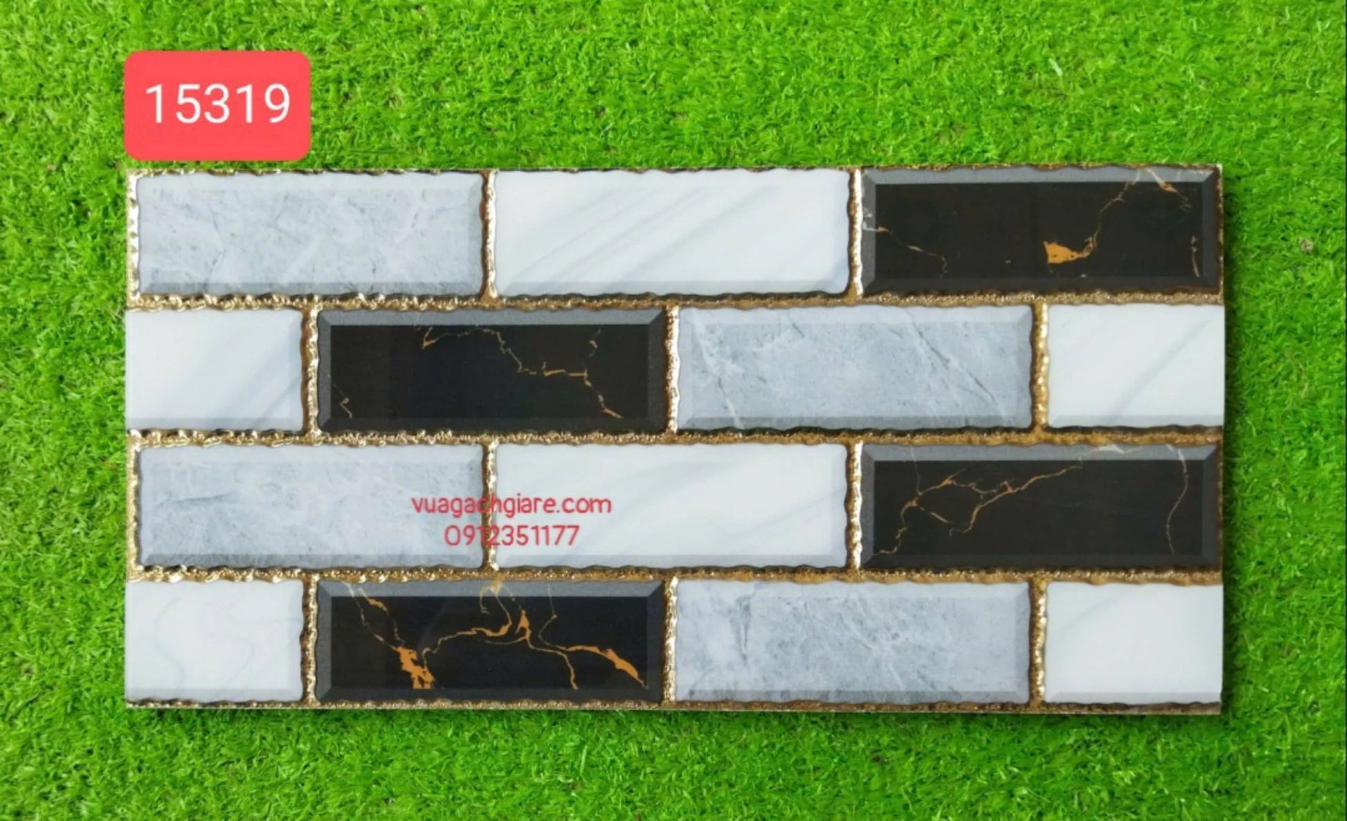 Gạch Khắc Kim 15x30 Cao Cấp nhũ vàng đen trắng 15319 - Daisan Store