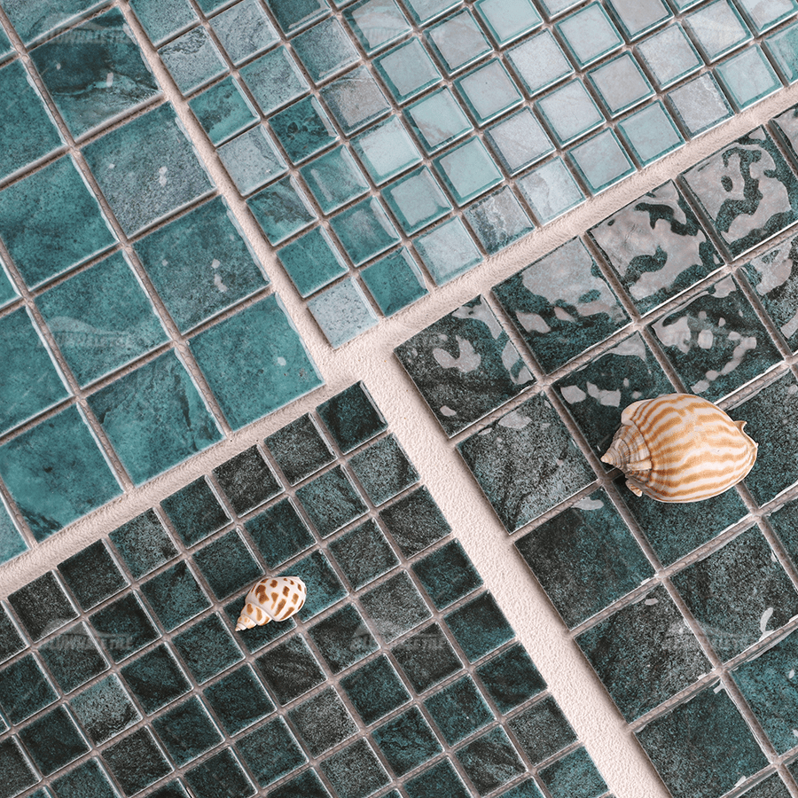 Gạch khảm bể bơi phòng tắm sứ in phun xanh hiện đại Bluwhale 48mmx48mm giá sỉ sản xuất tại Trung Quốc - Daisan Store
