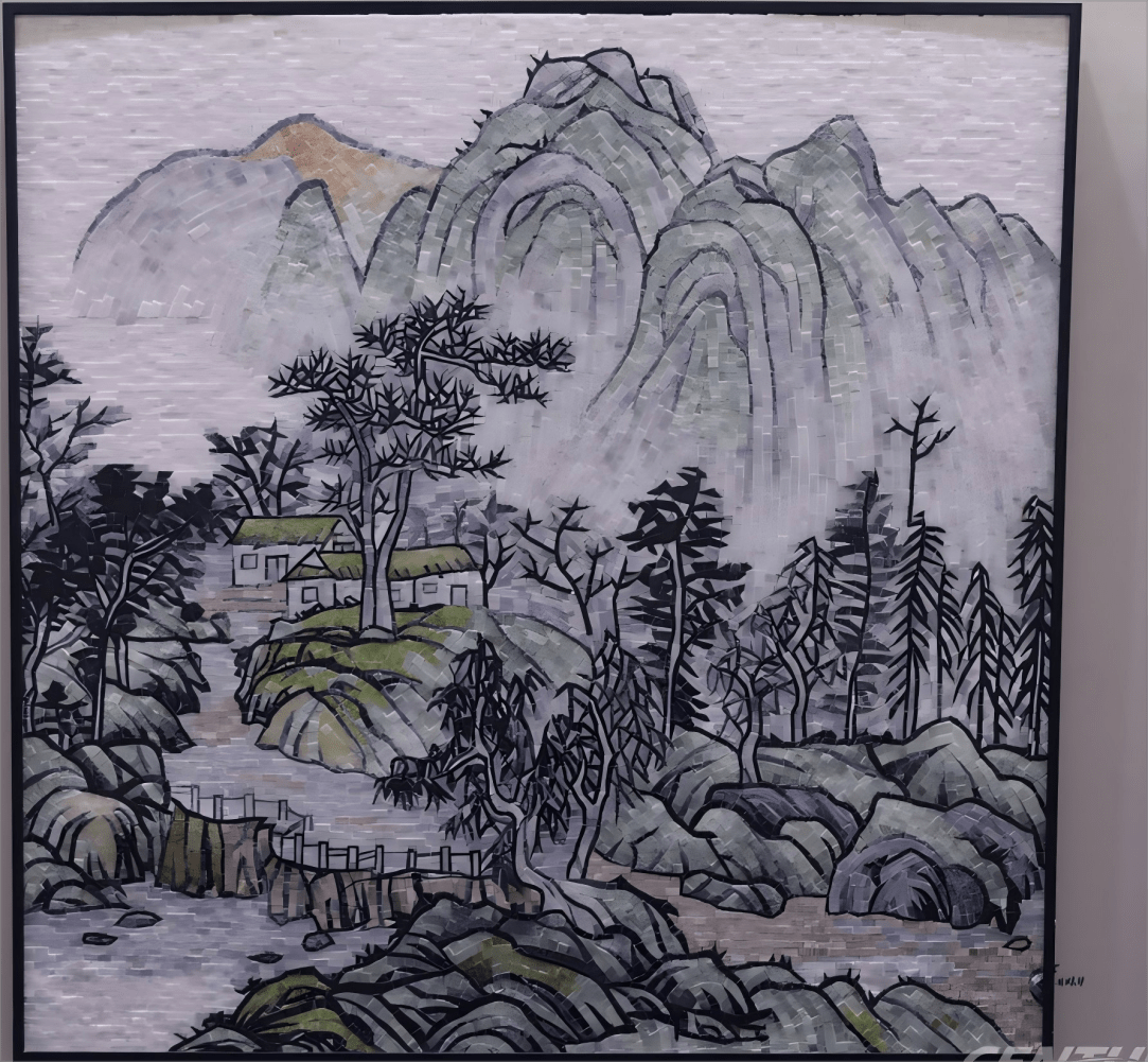 Gạch Khảm Đá Và Cỏ Thủ Công Trang Trí Tường Phòng Khách - Daisan Store