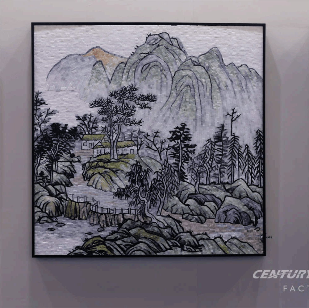 Gạch Khảm Đá Và Cỏ Thủ Công Trang Trí Tường Phòng Khách - Daisan Store