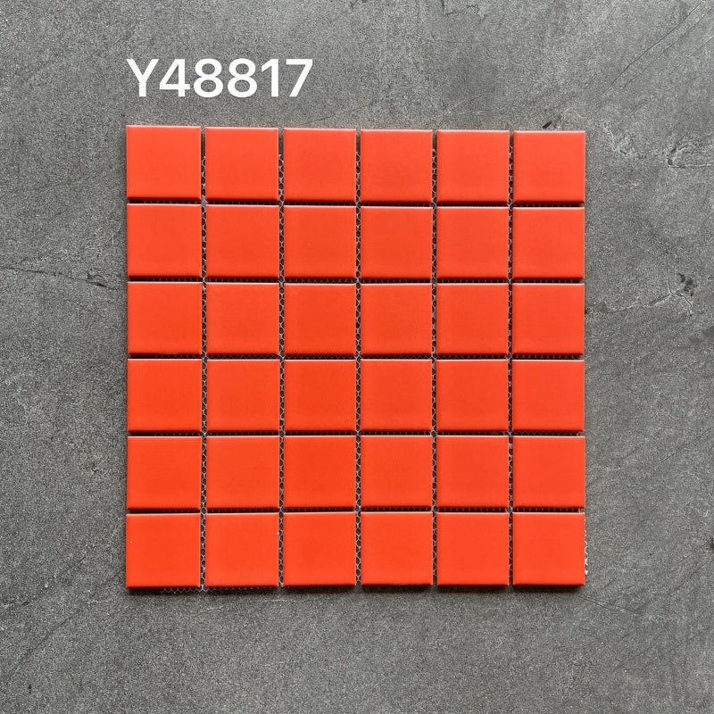 Gạch khảm gốm màu cam hiện đại 48x48mm, chống khuẩn, chịu lửa - Daisan Store