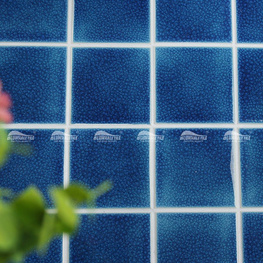 Gạch khảm gốm men màu xanh dương đậm hình vuông 4 inch, chống nứt, 100x100mm, dùng cho bể bơi - Daisan Store