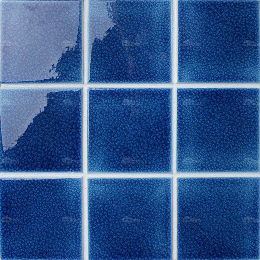 Gạch khảm gốm men màu xanh dương đậm hình vuông 4 inch, chống nứt, 100x100mm, dùng cho bể bơi - Daisan Store