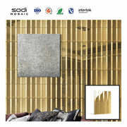 Gạch khảm gương hình chữ nhật bằng thép không gỉ trang trí tường màu vàng xanh xám phòng tắm - Daisan Store