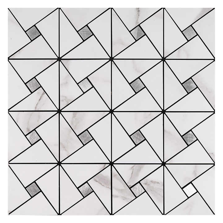 Gạch khảm hình vuông màu trắng họa tiết không đều dễ cắt tự dính bóc ra để trang trí tường - Daisan Store