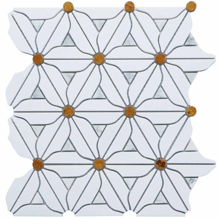 Gạch khảm hoa văn đá cẩm thạch hình hoa trang trí nhà cửa - Daisan Store