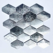 Gạch khảm kim loại hình lục giác dài 3D tùy chỉnh màu xám năm 2024 Trang trí tường phòng tắm nội thất Thiết kế đồ họa tùy chỉnh mới - Daisan Store