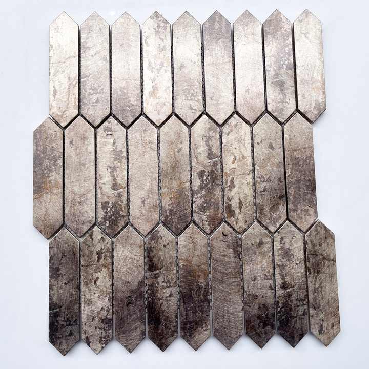 Gạch khảm kim loại hình lục giác dài thiết kế hiện đại dùng để trang trí tường nội thất phòng tắm nhà bếp - Daisan Store