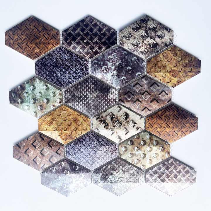 Gạch khảm kim loại hình lục giác hiện đại trang trí tường phòng tắm nhà bếp phòng khách giải pháp đồ họa thiết kế kéo dài - Daisan Store