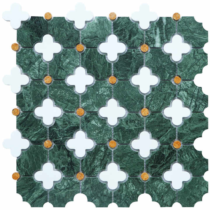 Gạch khảm mảnh đá cẩm thạch xanh Ming họa tiết xanh lá - Daisan Store