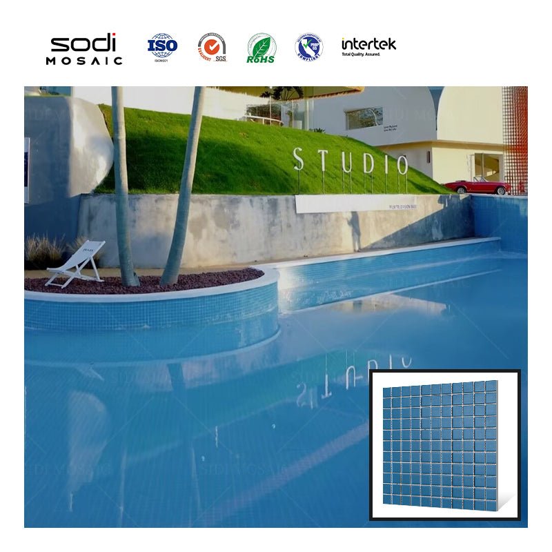 Gạch Khảm Men Xanh Dương Đại Dương Trang Trí Bếp, Phòng Tắm, Hồ Bơi Khách Sạn - Daisan Store