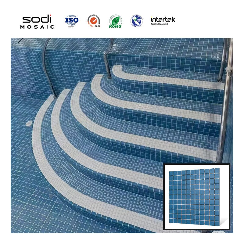 Gạch Khảm Men Xanh Dương Đại Dương Trang Trí Bếp, Phòng Tắm, Hồ Bơi Khách Sạn - Daisan Store