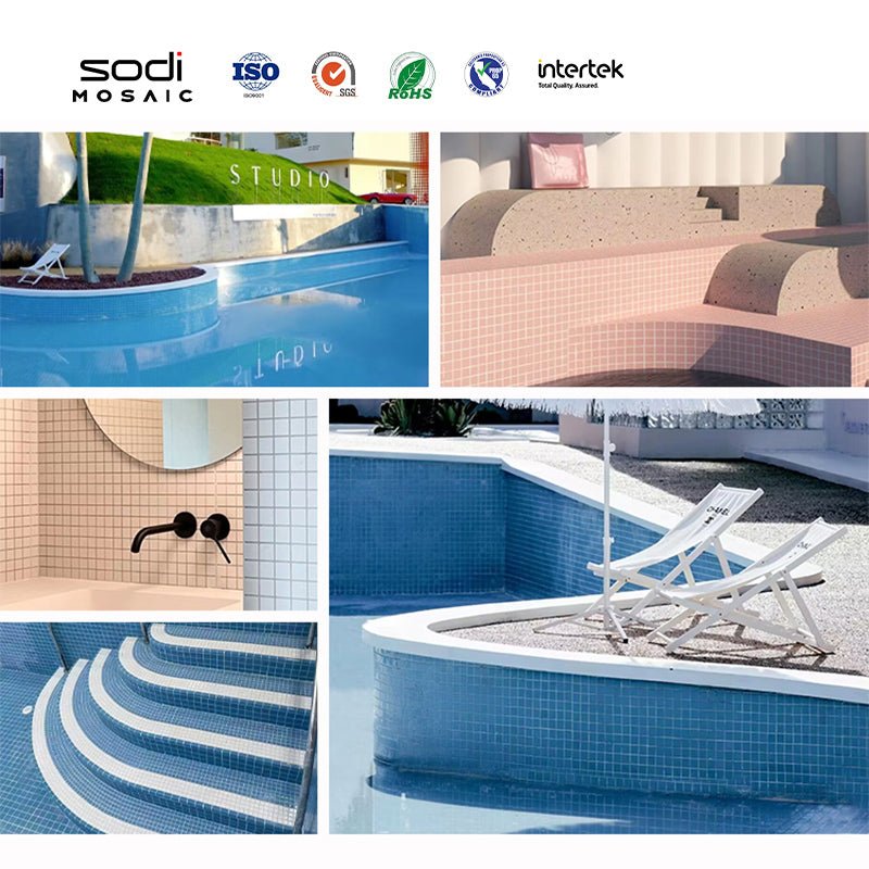 Gạch Khảm Men Xanh Dương Đại Dương Trang Trí Bếp, Phòng Tắm, Hồ Bơi Khách Sạn - Daisan Store