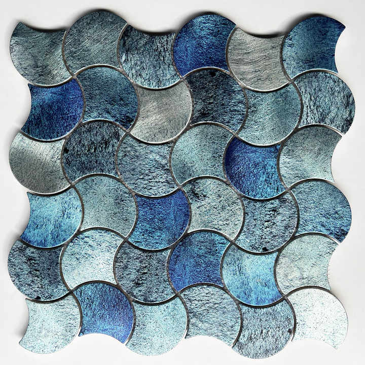 Gạch khảm nhôm không đều vảy cá màu xanh đặc biệt hiện đại cho trang trí tường nội thất nhà bếp phòng tắm biệt thự - Daisan Store