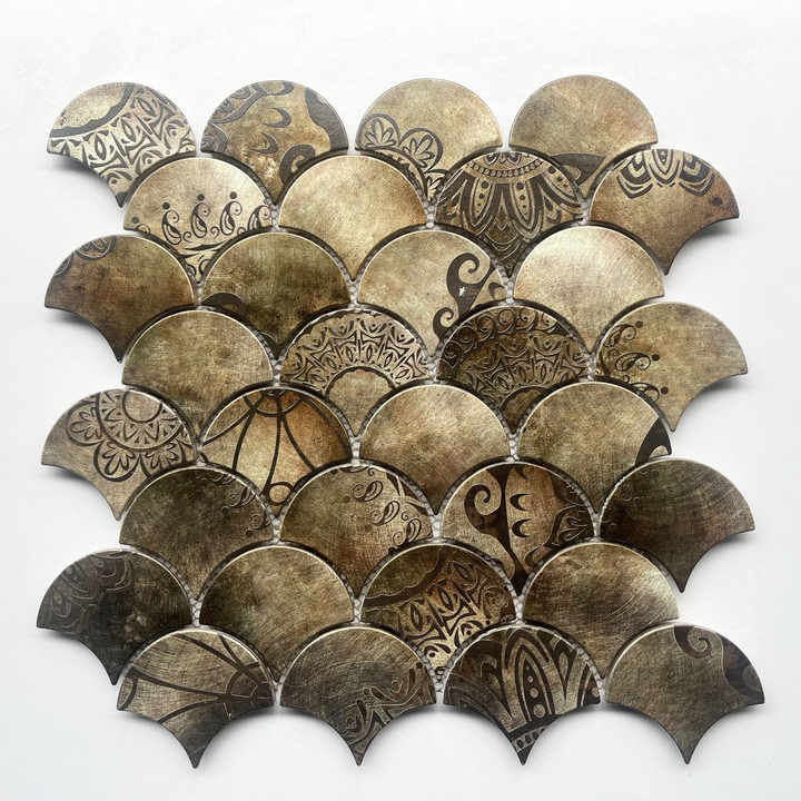 Gạch khảm nhôm nghệ thuật không đều màu sắc cổ điển hình vảy cá hiện đại cho nhà biệt thự nhà bếp phòng tắm ốp tường trang trí - Daisan Store