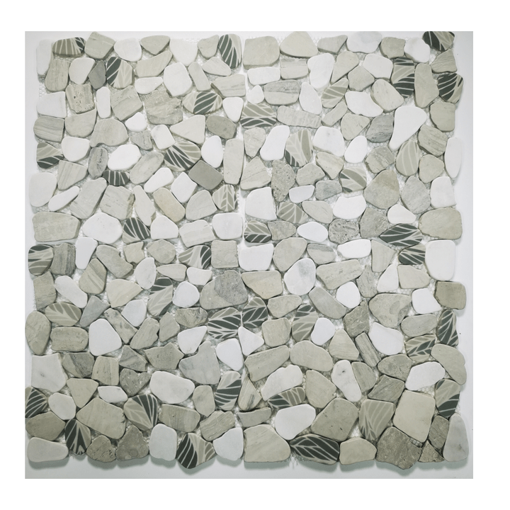 Gạch khảm sỏi Đá tự nhiên Gạch lát sàn tường bằng đá cẩm thạch BIANCO CARRARA MIX II PEBBLE MARBLE MOSAICi MOSAICO - Daisan Store