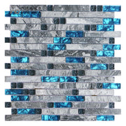 Gạch khảm thủy tinh cao cấp màu xanh lam và xám họa tiết sóng - Daisan Store