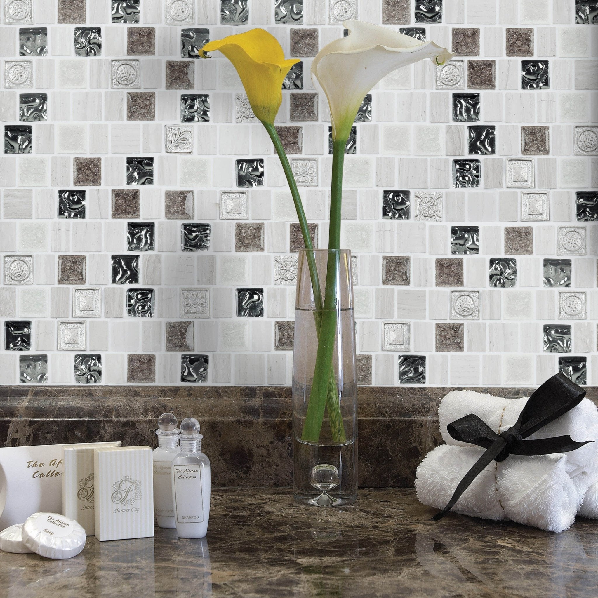 Gạch khảm thủy tinh pha pha lê & nhựa mài bóng 15/23x23x8mm phổ biến - Daisan Store