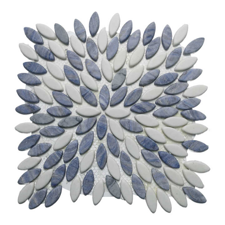 Gạch khảm tường đá cẩm thạch nhân tạo OMK màu xanh trắng hình lá thiết kế mới cho trang trí khách sạn và biệt thự - Daisan Store