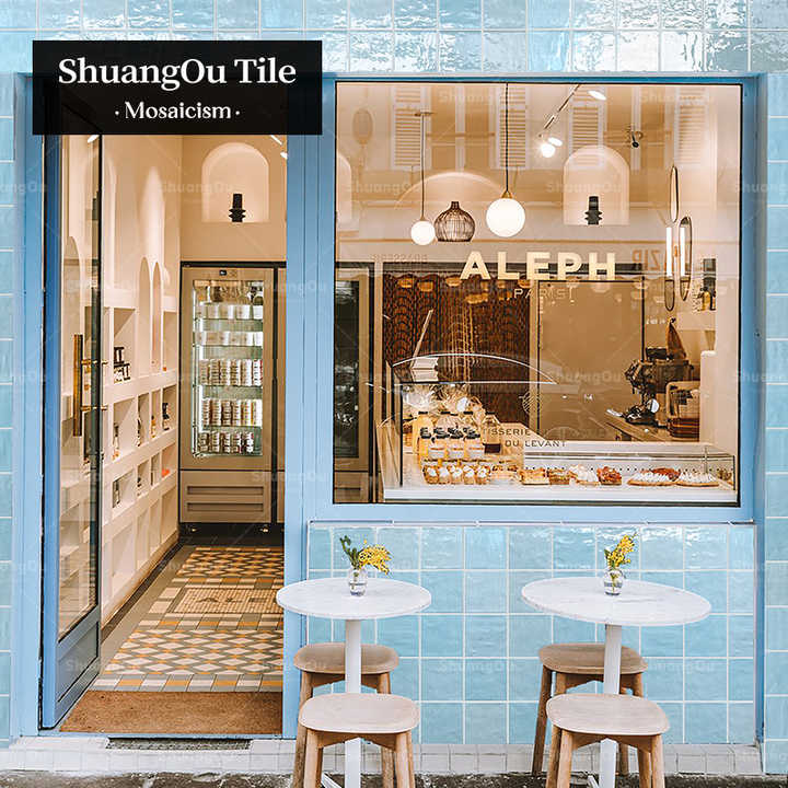 Gạch khảm tường phòng tắm hiện đại khách sạn nhà hàng nền tường cà phê phòng khách dự án tường gạch khảm màu xanh sứ - Daisan Store