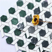 Gạch lát đá cẩm thạch Carrara trắng hình khối nhiều cạnh không đều - Daisan Store