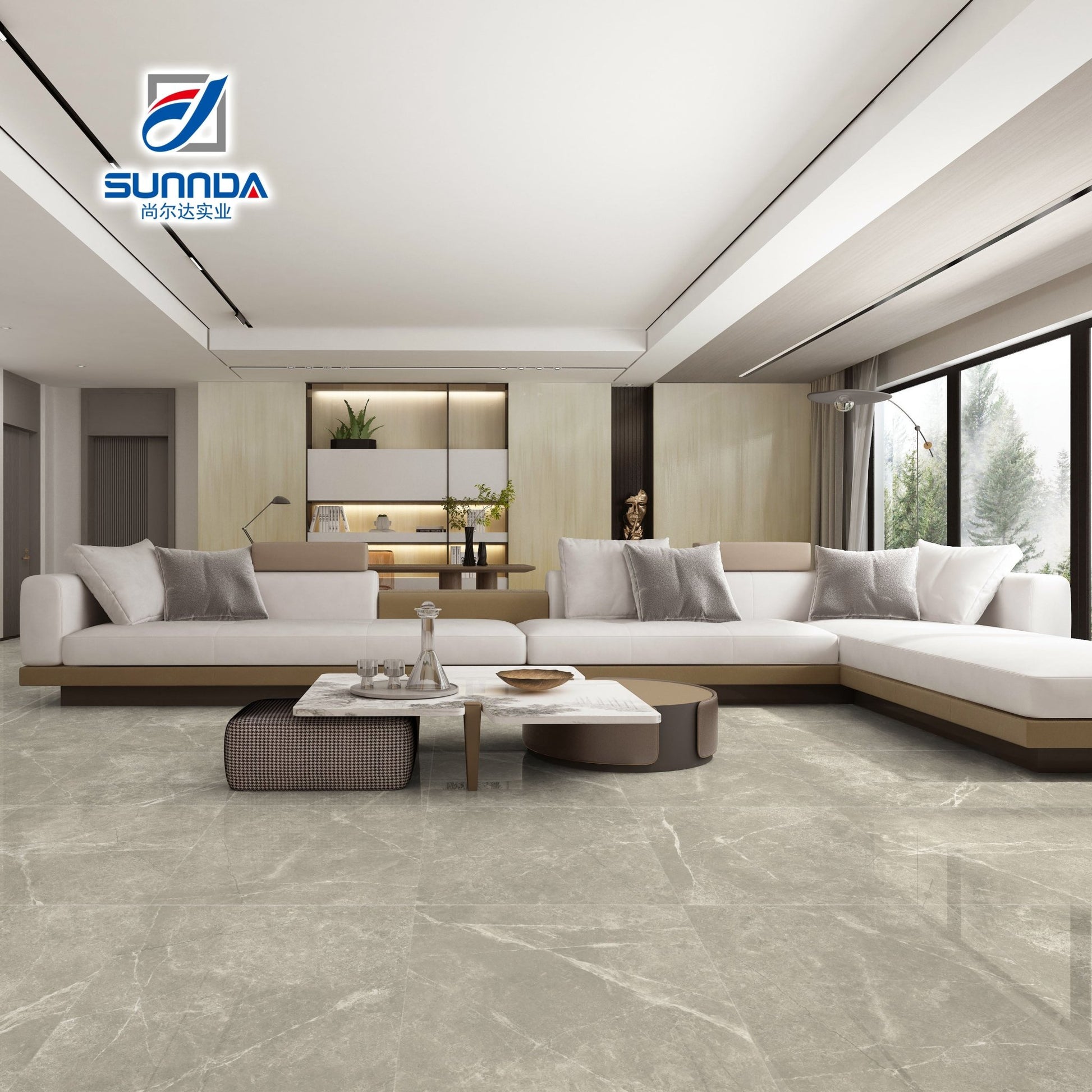 Gạch lát sàn 24x24 men bóng kính vân đá cẩm thạch sáng - Daisan Store