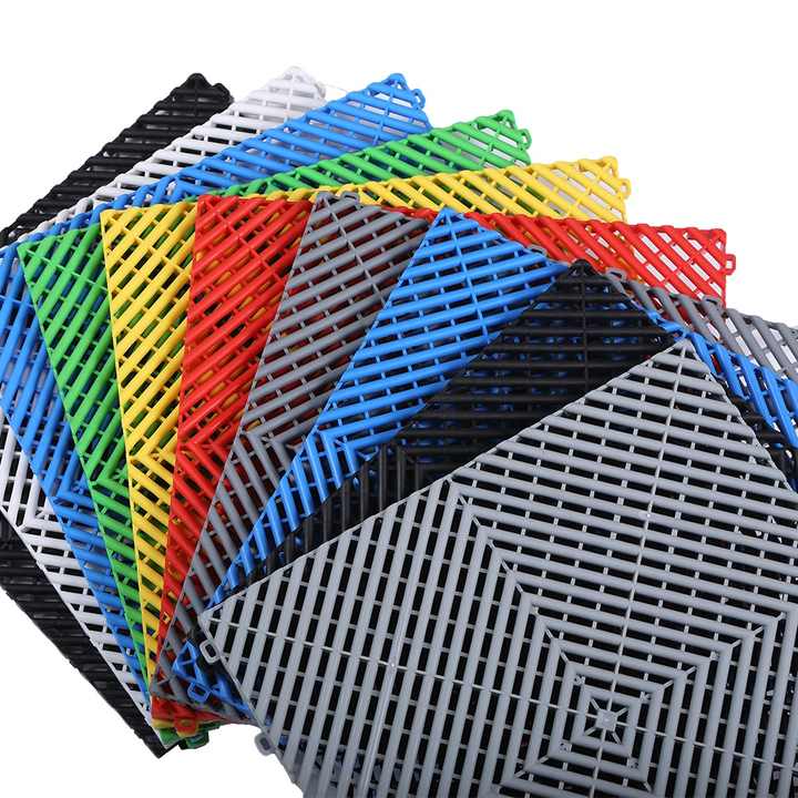 Gạch lát sàn nhà để xe nhiều màu sắc, dạng mô - đun cứng, thảm nhựa công nghiệp cho cửa hàng chăm sóc xe hơi - Daisan Store