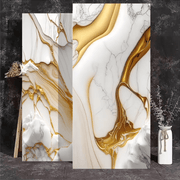 Gạch lát sàn phòng khách hiện đại sang trọng bằng đá nhiều màu mạ vàng lấy cảm hứng từ lụa PVC - Daisan Store