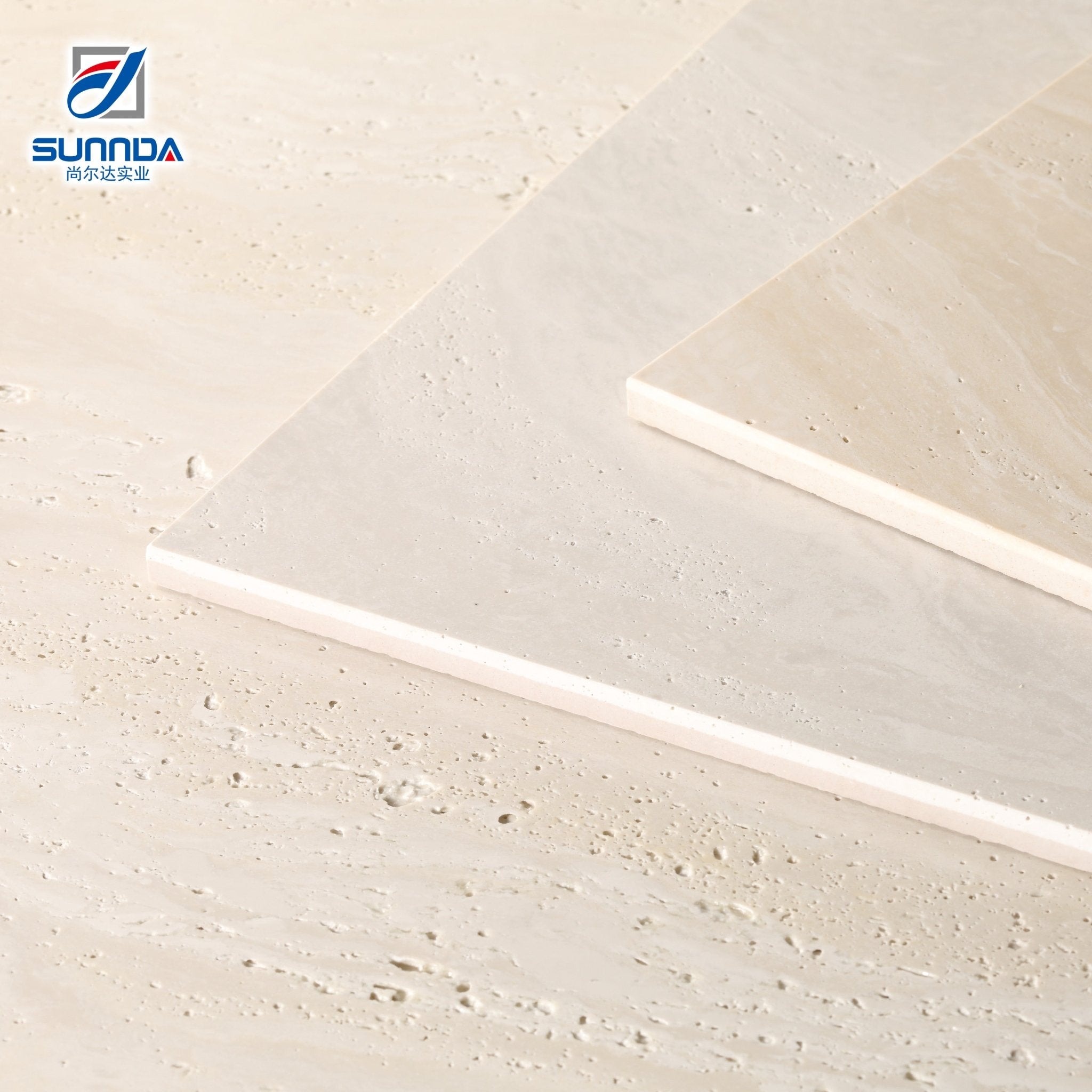 Gạch lát sàn sứ men bóng vân đá Travertine kem 600x600 Hạng AAA màu be tự nhiên Gạch lát sàn gốm men bóng - Daisan Store