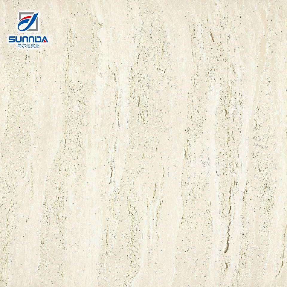 Gạch lát sàn sứ men bóng vân đá Travertine kem 600x600 Hạng AAA màu be tự nhiên Gạch lát sàn gốm men bóng - Daisan Store