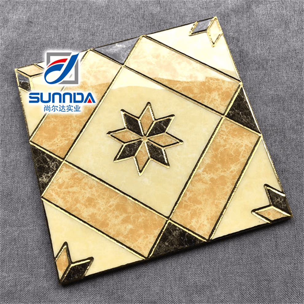 Gạch Lát Sàn Sứ Porcelain Vân Thảm Bề Mặt Bóng Tráng Men Mạ Vàng Họa Tiết Hoa Lá Tùy Chỉnh Chất Lượng Phật Sơn 600x600 - Daisan Store