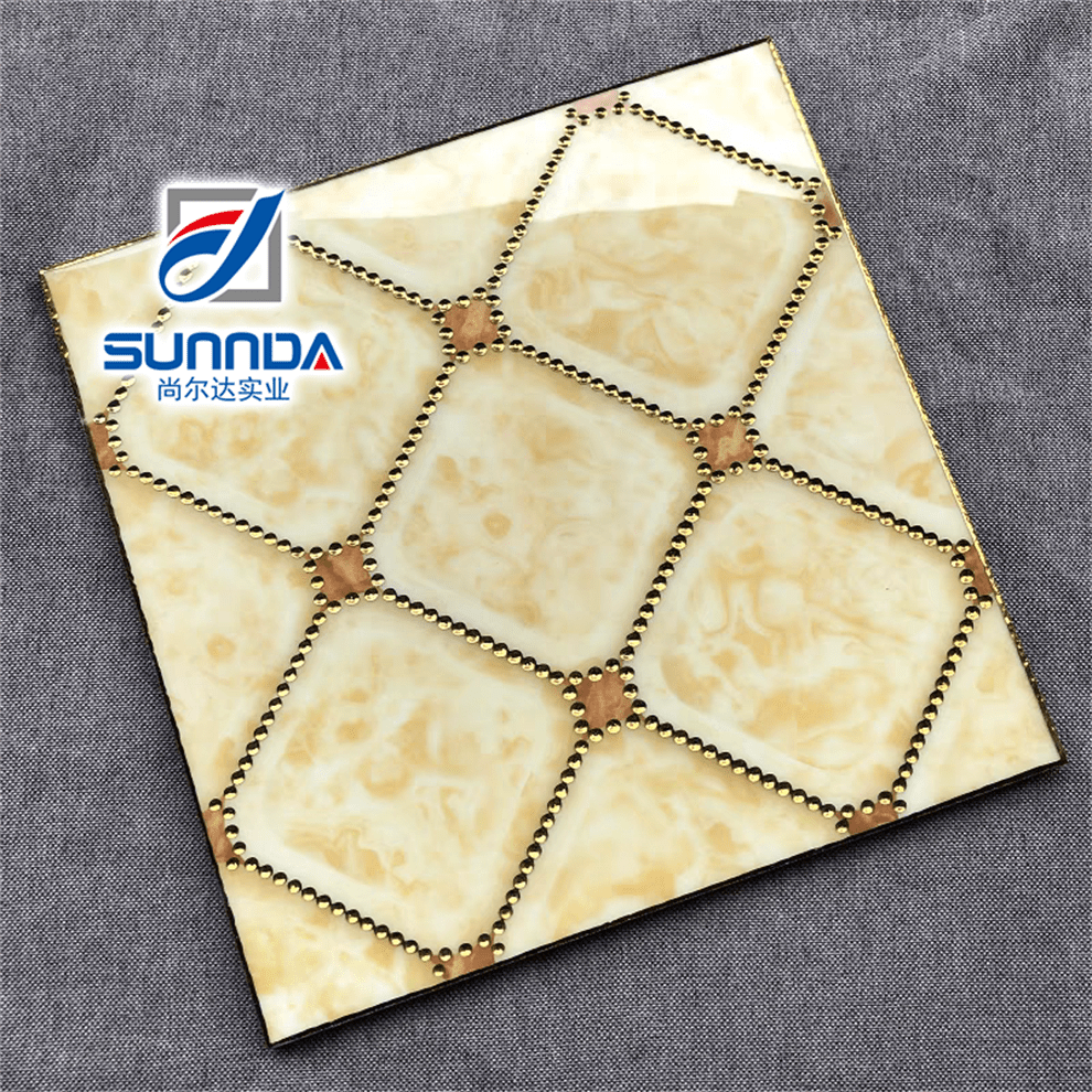 Gạch Lát Sàn Sứ Porcelain Vân Thảm Bề Mặt Bóng Tráng Men Mạ Vàng Họa Tiết Hoa Lá Tùy Chỉnh Chất Lượng Phật Sơn 600x600 - Daisan Store