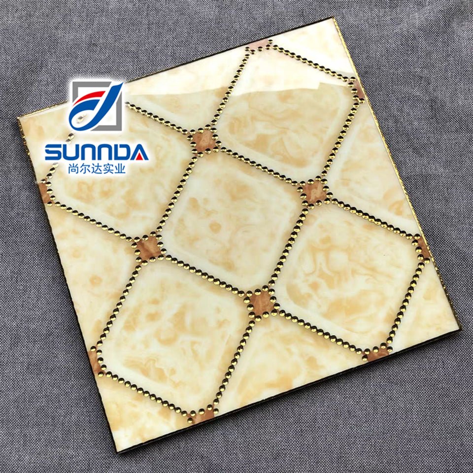 Gạch Lát Sàn Sứ Porcelain Vân Thảm Bề Mặt Bóng Tráng Men Mạ Vàng Họa Tiết Hoa Lá Tùy Chỉnh Chất Lượng Phật Sơn 600x600 - Daisan Store