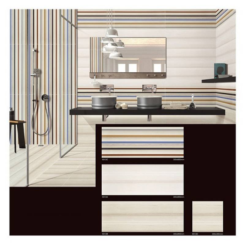 Gạch men bóng ốp tường phong cách châu âu 300x800m vân sọc màu sắc - Daisan Store