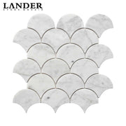 Gạch mosaic đá cẩm thạch trắng Fan Carrara cho phòng tắm - Daisan Store