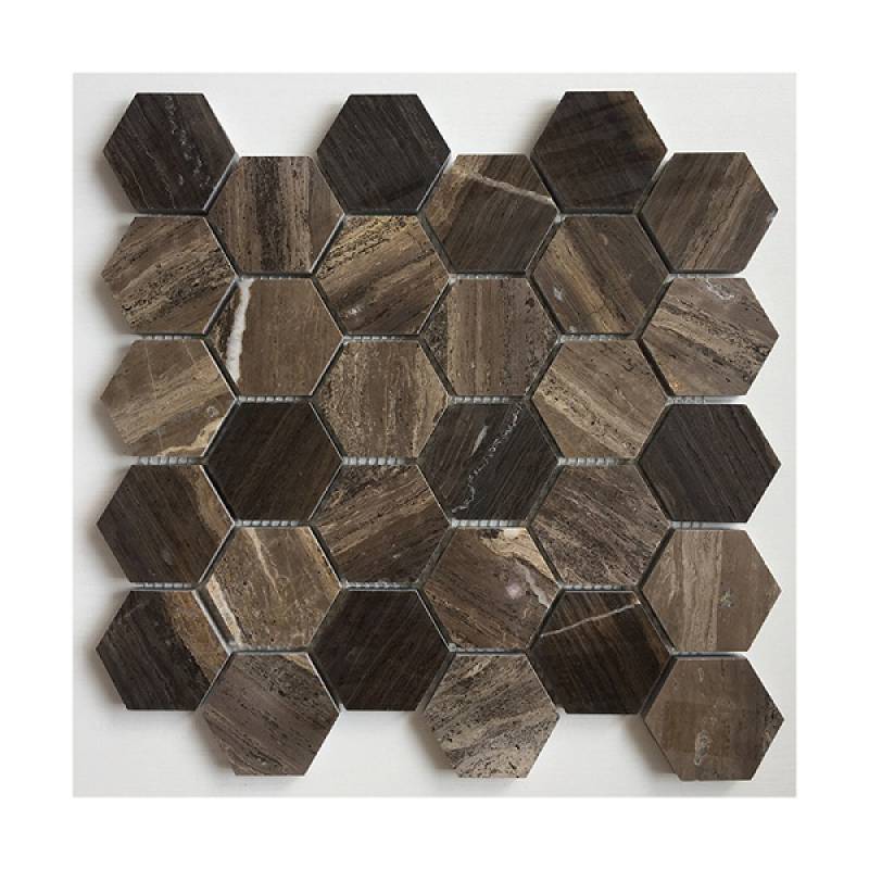 Gạch mosaic đá hình lục giác 255x265mmmm màu gỗ - Daisan Store