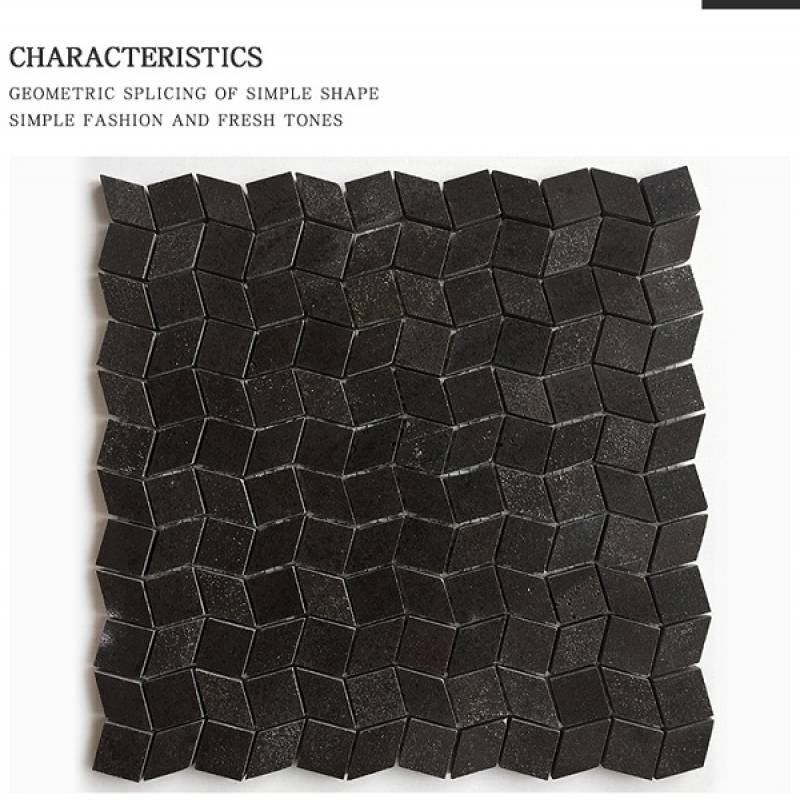 Gạch mosaic đá hình thoi 283x283mm màu đen - Daisan Store