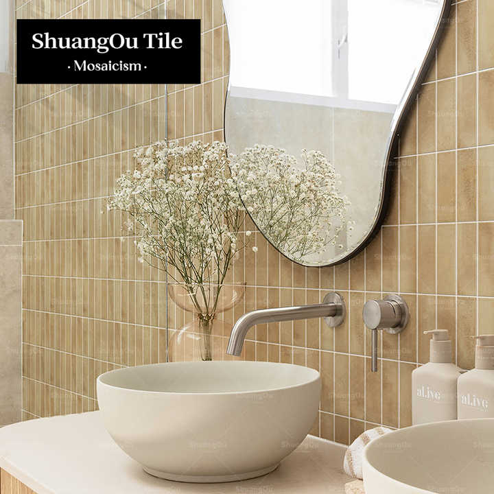 Gạch mosaic dải Trung Quốc ốp tường phòng tắm nhà bếp cà phê nhà hàng trang trí Aurora Serie gạch mosaic sứ màu xanh lá cây rừng - Daisan Store