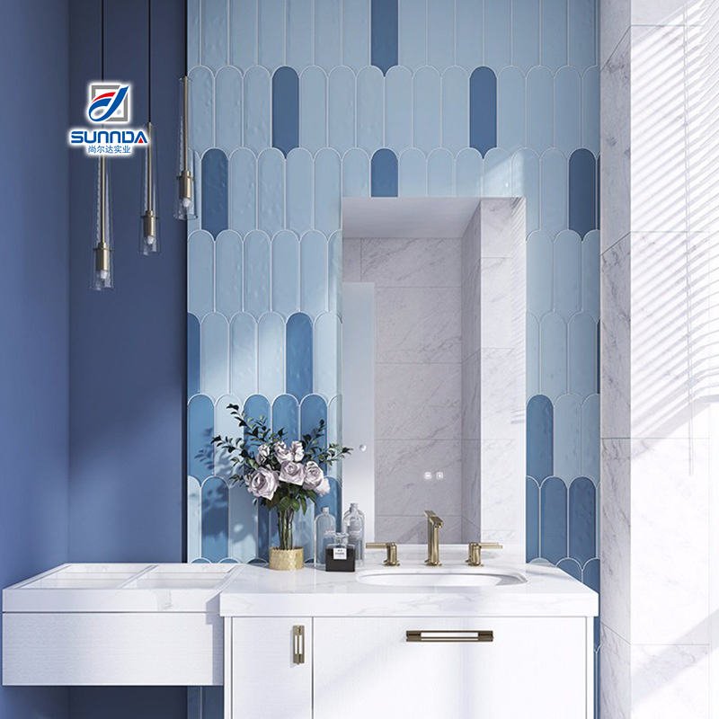 Gạch Mosaic Gốm Sứ Thủ Công Tráng Men Rạn Nứt Vân Lông Vũ 3D Hiện Đại Phật Sơn - Daisan Store