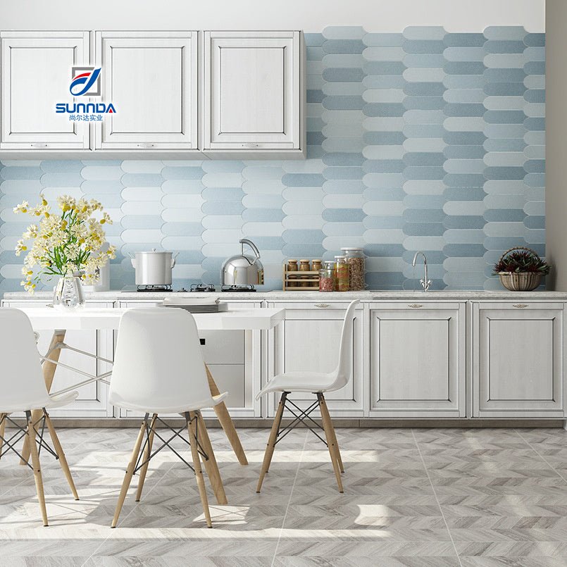 Gạch Mosaic Gốm Tráng Men Thủ Công Hình Lá Lông Vũ 3D Đa Sắc Hiện Đại Dùng Cho Ốp Tường Bếp Và Phòng Tắm - Daisan Store